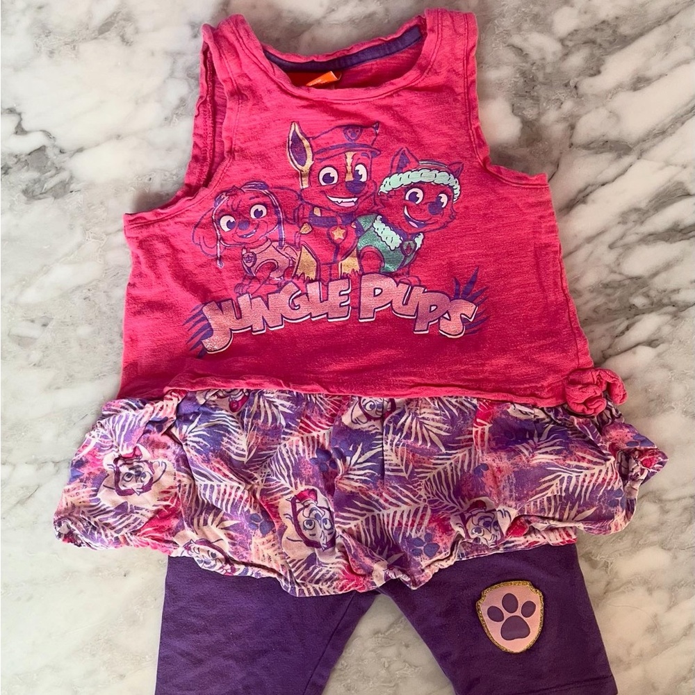 Nickelodeon Paw Patrol Pink and Purple Tank Top with Ruffle kids size 4
